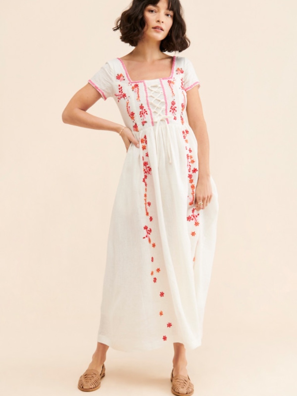 Free People Tach Raffaella Embroidered Maxi Dress